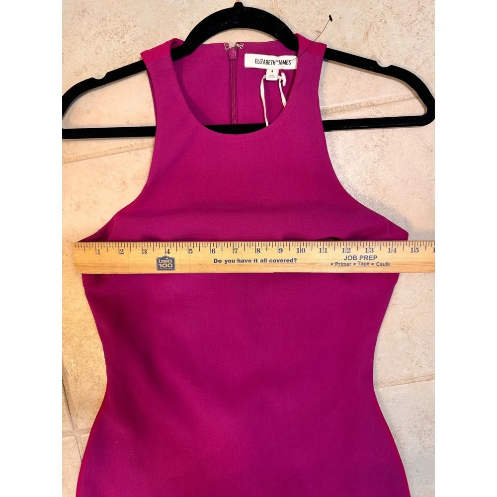 Elizabeth and James Magenta Pink Halter Neck Sheath NWT Size 4 Cocktail Mini - Picture 11 of 12